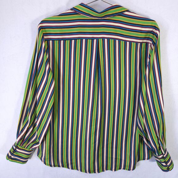 Free People Shirt Womens XS Multicolor Striped Polyester Button Up Long Sleeve - Picture 3 of 8